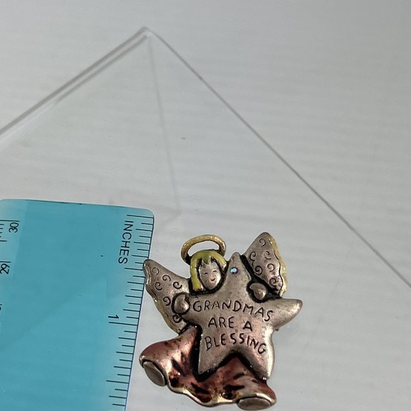 Grandmas are a Blessing Pin Brooch Silver Tone Angel Star Rhinestone 1.5"  Long - Picture 3 of 4
